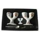 Beach Hut double egg cups - 2 ceramic egg cups with spoons gift boxed