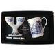 Blue willow pattern Double eggcup with Egg Spoon and Bone China Mug Gift Boxed