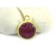 Gemstone Pendant, Violet Red Jade Pendant, 22k Gold Plated Bezel, 16mm Round Faceted Gemstone Pendant, Necklace Pendant