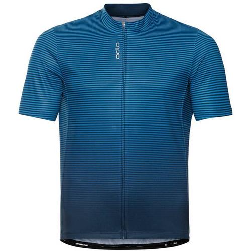 ODLO Herren Shirt Stand-up collar s/s full zip E, Größe S in indigo bunting - blue wing tea