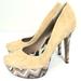 Jessica Simpson Shoes | Jessica Simpson Waleo Platform Heels Shoes Sequins | Color: Cream/Tan | Size: 8