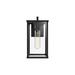 Joss & Main Midas Clear/Black Outdoor Wall Lantern Glass/Metal/Steel in Gray | 12.375 H x 6.375 W x 8.875 D in | Wayfair