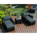 Wade Logan® Buckholtz 5 Piece Teak Seating Group w/ Sunbrella Cushions Synthetic Wicker/All - Weather Wicker/Wicker/Rattan in Brown | Outdoor Furniture | Wayfair