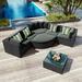 Latitude Run® 6 - Person Seating Group w/ Cushions Synthetic Wicker/All - Weather Wicker/Wicker/Rattan in Black | Outdoor Furniture | Wayfair