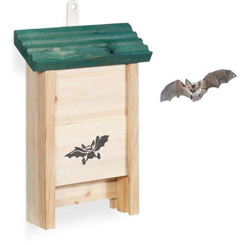 Fledermauskasten, Unterschlupf für Fledermäuse, aus unbehandeltem Holz, HxBxT: 25,5 x 18 x 6 cm,