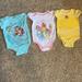 Disney One Pieces | Bnwot 3-Pack Super Soft Disney Princess Bodysuits For Baby Girl Size 6-9m! | Color: Blue/Yellow | Size: 6-9mb