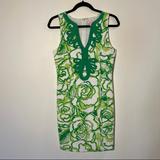 Lilly Pulitzer Dresses | Green Floral Print Lilly Pulitzer Shift Dress | Color: Green/White | Size: M