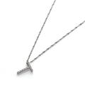 STORM 14K 16 inch solid white gold chain necklace with letter T pendant set with natural diamonds 0.07 cts. Comes with a diamond certificate