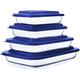 8-Piece Deep Glass Baking Dish Set with Plastic lids,Rectangular Glass Bakeware Set with BPA Free Lids, Baking Pans for Lasagna, Leftovers, Cooking, Kitchen, Freezer-to-Oven and Dishwasher, Blue