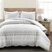 Hygge Geo Reversible Cotton Duvet Gray/White 3Pc Set Full/Queen - Lush Decor 21T011687