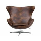 Lounge Chair - MDR Trading Inc. Gray Leather Fabric & Brushed Finished Chrome Base Egg Lounge Chair in Brown | 44 H x 18 W x 31 D in | Wayfair