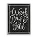 Stupell Industries Wash Dry & Fold Curved Loop Border Black White - Textual Art Canvas in Black/White | 14 H x 11 W x 1.5 D in | Wayfair