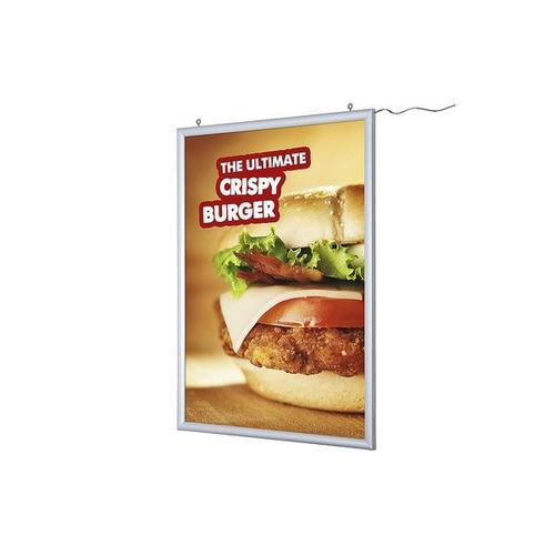 Showdown Displays LED-Leuchtrahmen zweiseitig 70 x 100 cm silber silber, 74.5x104.5x3.3 cm