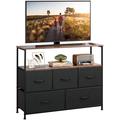 17 Stories Kloee 5 Drawer Dresser TV Stand 39.4" W Wood/Metal in Brown/Green | 30.7 H x 39.4 W x 11.8 D in | Wayfair