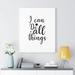 Trinx I Can Do All Things Christian Wall Art Bible Verse Print Ready to Hang Canvas in Black/White | 14 H x 11 W x 1.25 D in | Wayfair