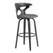 30 Inch Faux Leather Swivel Bar Stool, Black and Gray