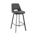 30 Inch Open Back Leatherette Swivel Bar Stool, Black and Gray