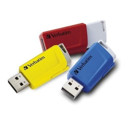 VERBATIM USB 3.2 Drive 16GB 3er-Set Store'n Click, rot-blau-gelb