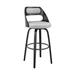 26 Inch Leatherette Barstool with Cut Out Back, Gray and Black