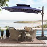 Outdoor Rectangular Patio Offset Cantilever Umbrella with 360-degree Rotation and 6 Shade Angles