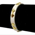 Kate Spade Jewelry | Kate Spade White Leather Gold Tone Spade Logo Buckle Bracelet | Color: Gold/White | Size: Os