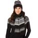 Plus Size Women's Fair Isle Hat & Scarf Set by Roaman's in Black Classic Fair Isle