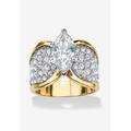Women's Yellow Gold Plated Cubic Zirconia and Round Crystals Cocktail Ring by PalmBeach Jewelry in Gold (Size 9)