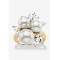 Women's Yellow Gold over Sterling Silver Pearl and Cubic Zirconia Ring by PalmBeach Jewelry in Yellow Gold (Size 7)