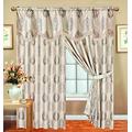 Prime Linens Jacquard Curtains for Bedroom with Pelmet Fully Lined Heavy Pencil Pleat Curtains With 2 Tie Backs (90″X72″(228cm x 183cm), Malta Stone)