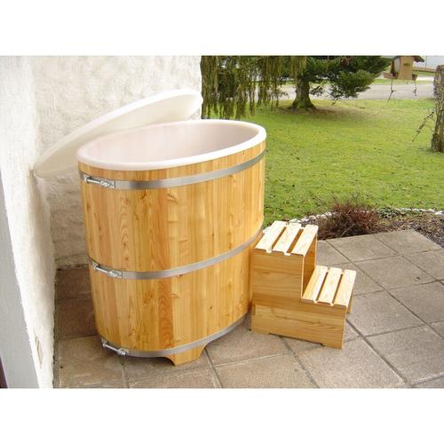 Sauna Tauchbecken aus Lärchenholz mit Kunststoffeinsatz außen beschichtet 740