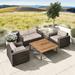 Latitude Run® Marfik 4 Piece Rattan Sofa Seating Group w/ Cushions Synthetic Wicker/Wood/All - Weather Wicker/Natural Hardwoods/Wicker/Rattan/Teak | Outdoor Furniture | Wayfair