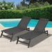 2-Pcs Set 75''L All Weather Outdoor Aluminum Recliner 5-Angle Adjustable Patio Chaise Lounge Chair with Mesh&Mobile Wheels