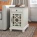 Three Posts™ Ahmara End Table w/ Storage & Built-In Outlets Wood in Gray/Green/White | 25 H x 16 W x 24 D in | Wayfair