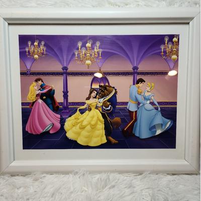 Disney Wall Decor | Disney Princess The Royal Ball Framed Art Print Poster 15.5inx12.5in | Color: Purple/White | Size: 15.5 Inches X 12.5 Inches