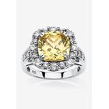 Women's Platinum over Sterling Silver Princess Cut Canary Cubic Zirconia Ring by PalmBeach Jewelry in White (Size 6)