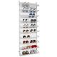 TZAMLI Shoe Rack Over the Door with 10 Levels, Hanging Shoe Cabinet Shoe Rack Metal Shoe Organiser for Pantry (Matt White, 55 x 19.5 x 159 cm)