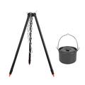 Tripod Camping Outdoor Cooking Campfire Picnic Pot Cast Iron Fire Grill,Cooking Dutch Oven Tripod and Lantern Hanger (Size : Tripod+Pot)