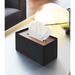 Yamazaki Home Rin Rectangular Reusable Tissue Box Cover Holder Case w/ Natural Wooden Lid, Steel Wood in Black/Brown | Wayfair 5177