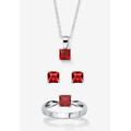 Women's 3-Piece Birthstone .925 Silver Necklace, Earring And Ring Set 18" by PalmBeach Jewelry in July (Size 5)