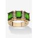 Women's Yellow Gold-Plated Emerald Cut 3 -Stone Simulated Birthstone & CZ Ring by PalmBeach Jewelry in August (Size 8)