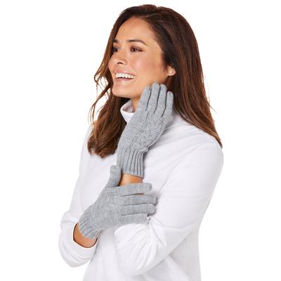 Women's Cable-Knit Gloves by Accessories For All in Heather Grey