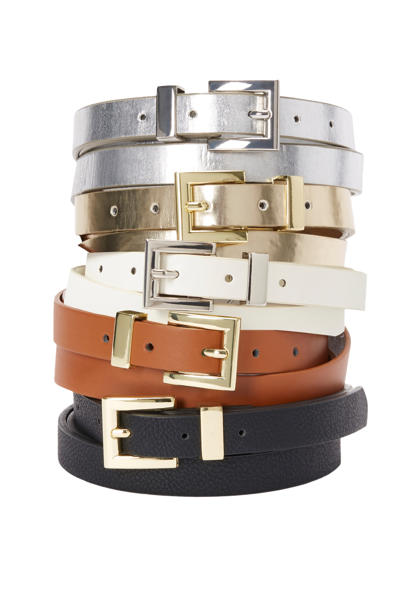 Women's Faux Leather Skinny Belt by Accessories For All in Black (Size 22/24)