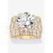 Women's Gold over Sterling Silver Round Ring Cubic Zirconia (9 cttw TDW) by PalmBeach Jewelry in Gold (Size 6)