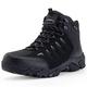 SHULOOK Walking Boots Mens Comfortable Hiking Boots High Rise Non-Slip for Trekking Outdoor (Black/Grey 11UK)