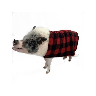 Morty's Pig Clothes Easy-on Elastic Fleece Cloak Dog, Cat & Horse Sweater, Red Buffalo Plaid, XXXX-Large