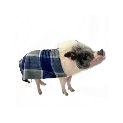 Morty's Pig Clothes Easy-on Elastic Fleece Cloak Dog, Cat & Horse Sweater, Navy Plaid, Small