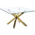 Beliani - Table Basse Carrée 70 x 70 cm cm avec Plateau en Verre et Pieds Dorés Glamour et Tendance