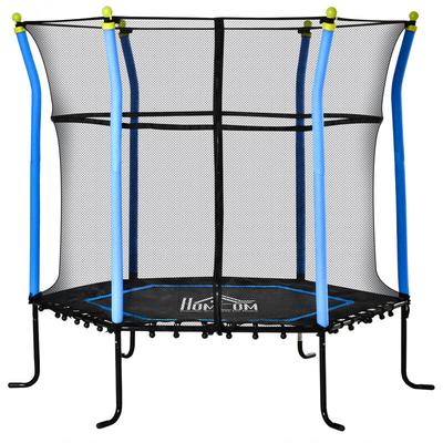 Homcom - 160 cm Kindertrampolin Gartentrampolin mit Sicherheitsnetz Randabdeckung Gummiseil