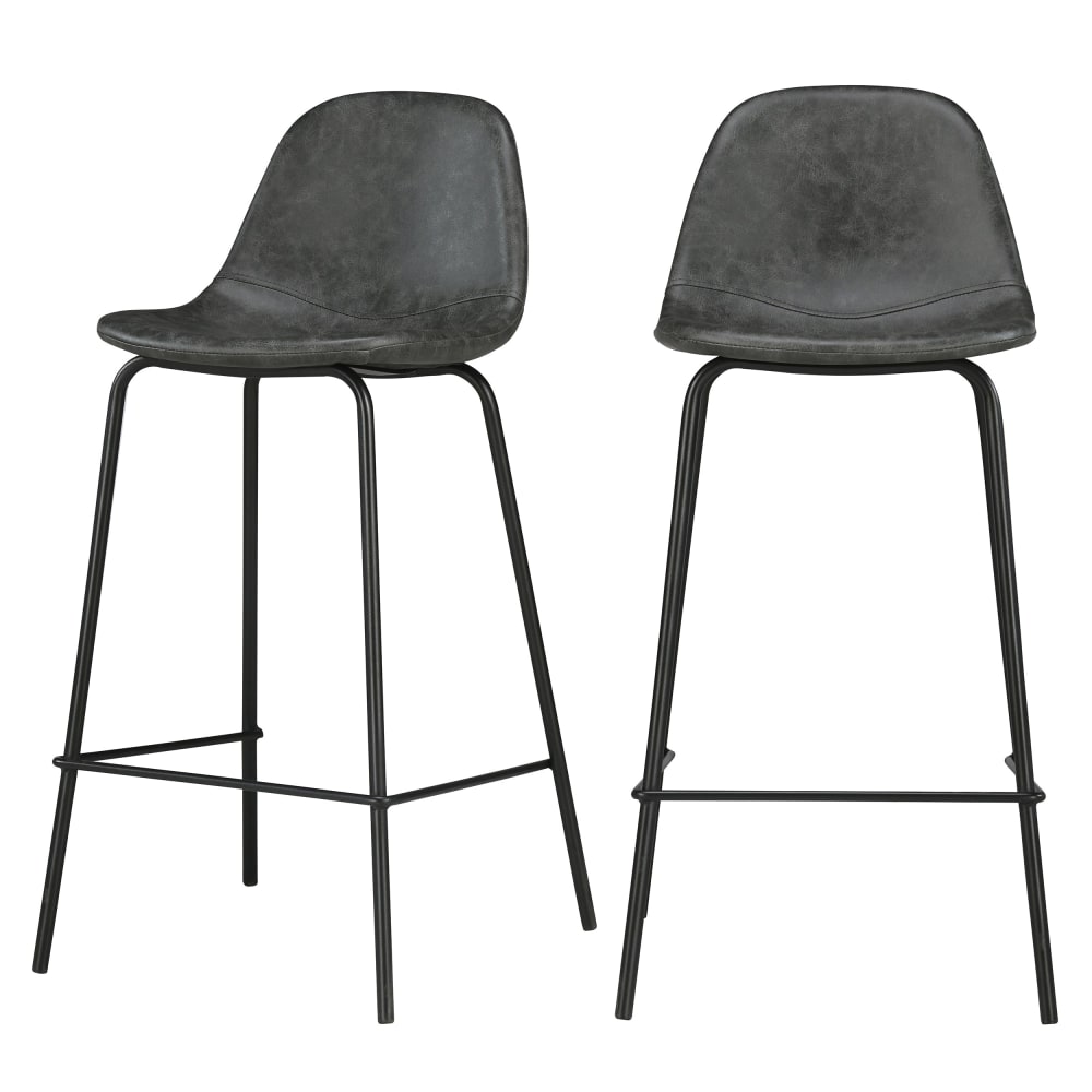 Lot de 2 chaises pour îlot central 65 cm en cuir synthétique gris