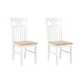 Lot de 2 chaises de salle à manger bois clair et blanc